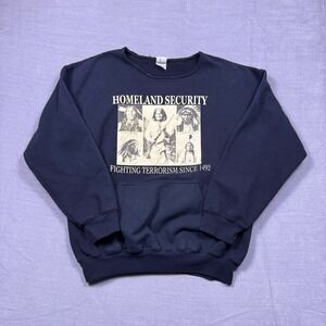 VTG Native American Homeland Security Gildan Sweatshirt Men's Large Graphic